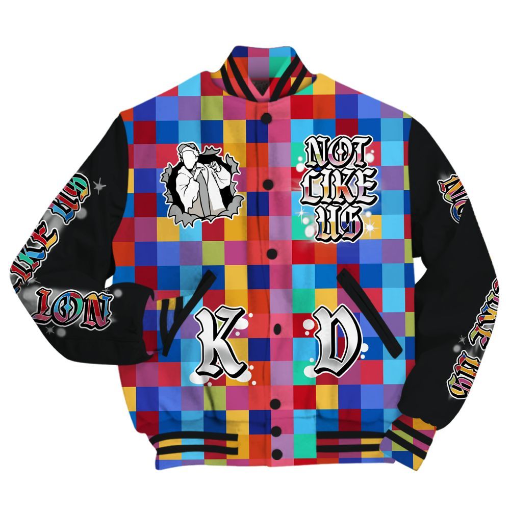 Varsity Jacket To Match Air Rainbow Weave - None Like Us Graphic All Over Print
