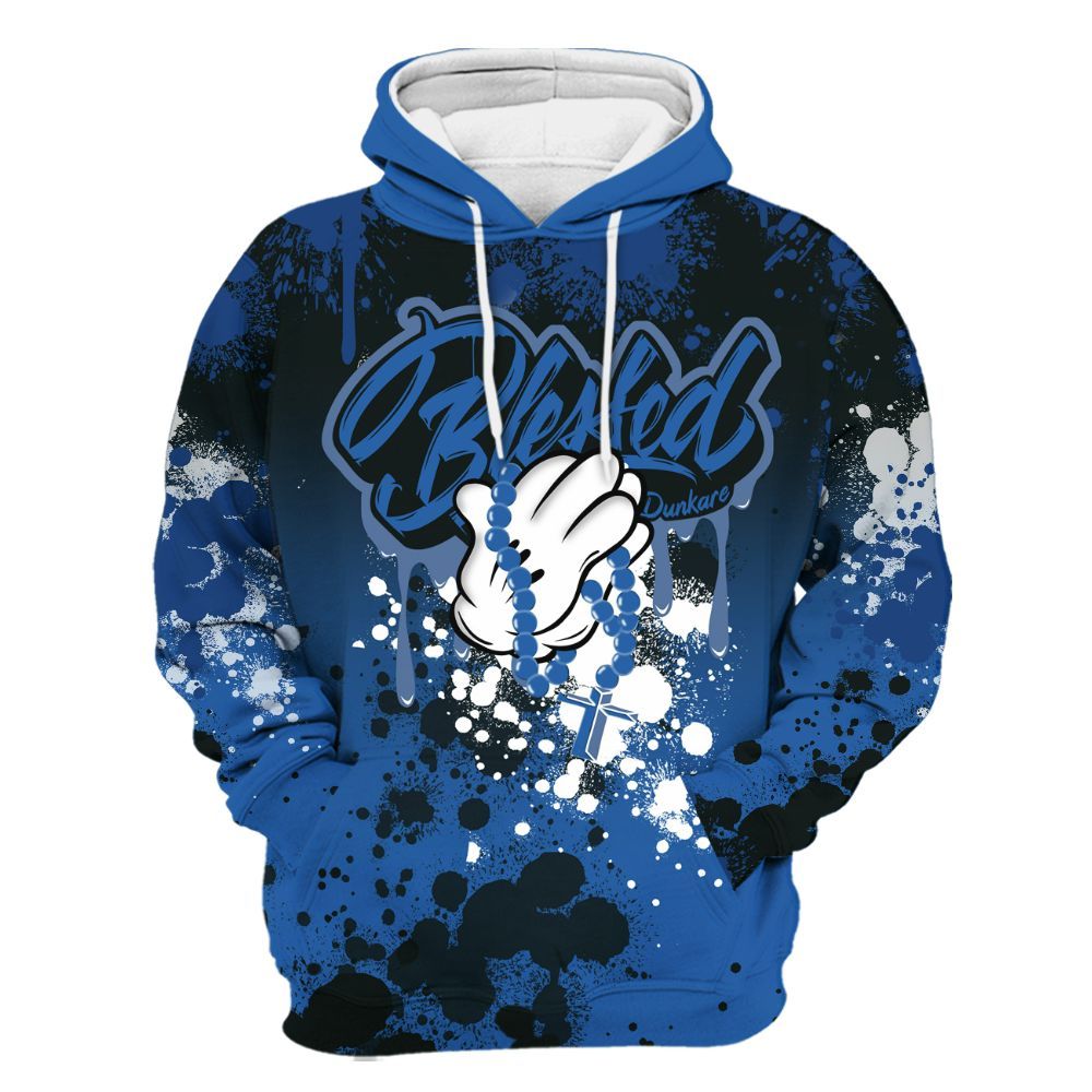 Hoodie To Match Brave Blue 13s - God Blessed Ink Drip All Over Print
