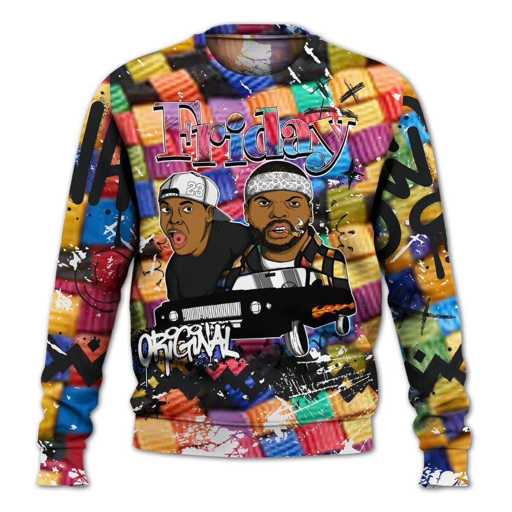 Sweatshirt To Match Air Rainbow Weave - Friday Sneaker Crayon All Over Print