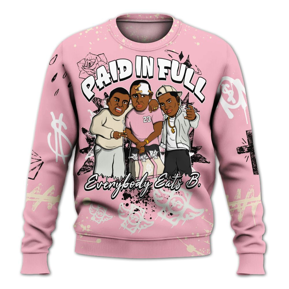 Sweatshirt To Match Low OG Shy Pink 1s - Everybody Paid In Full Crayon All Over Print