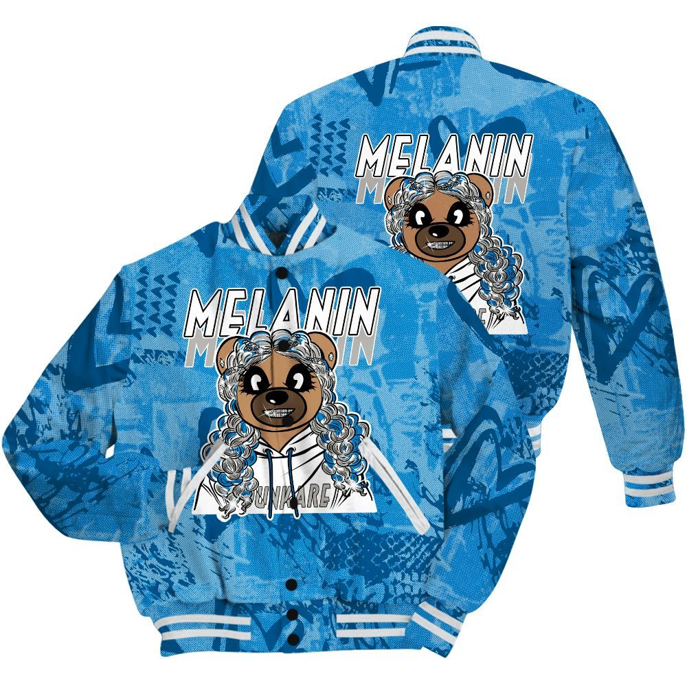 Varsity Jacket To Match Industrial Blue 4s Shirt - Pigments Bear Heart Grunge All Over Print