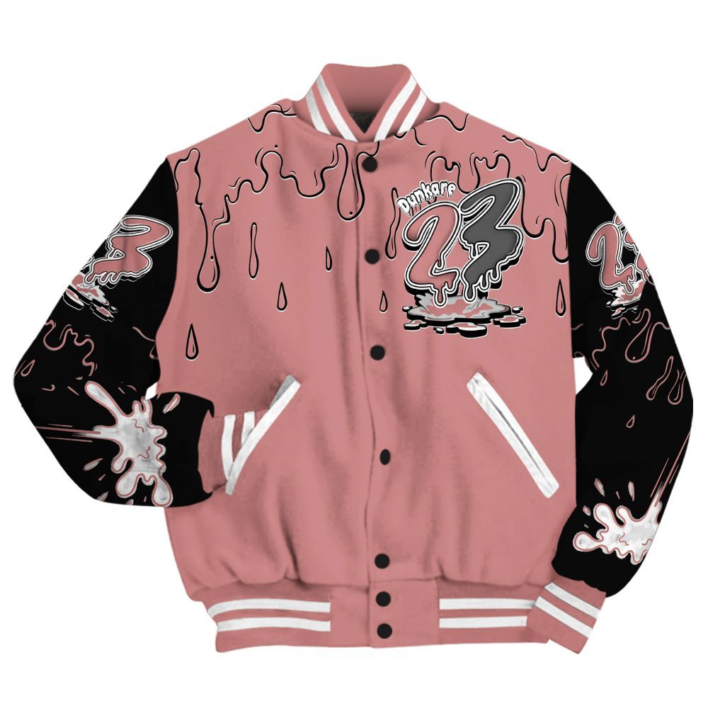 Varsity Jacket To Match Low OG Rust Pink 1s - Custom Name 23 Drip Sludges All Over Print