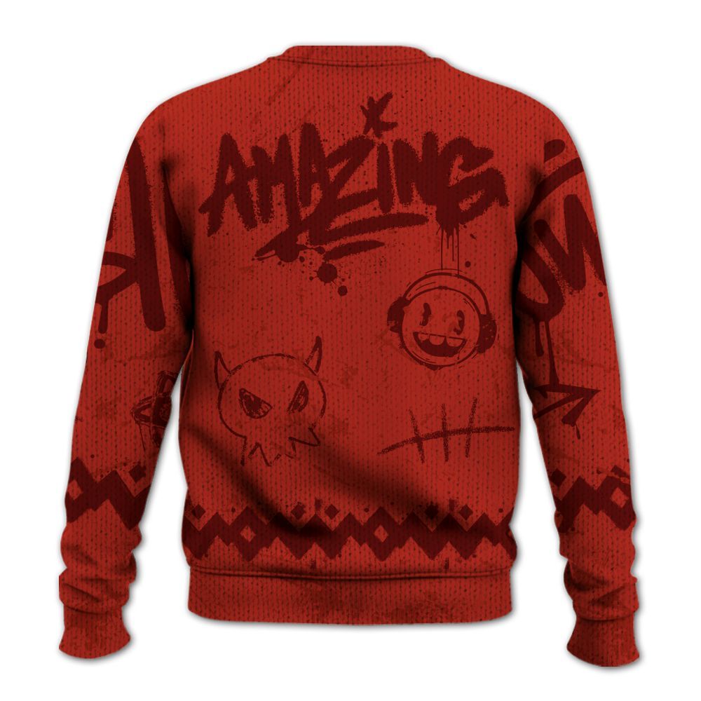 Knitted Sweater To Match SP Firewood Orange 4s - Friday Sneaker Crayon