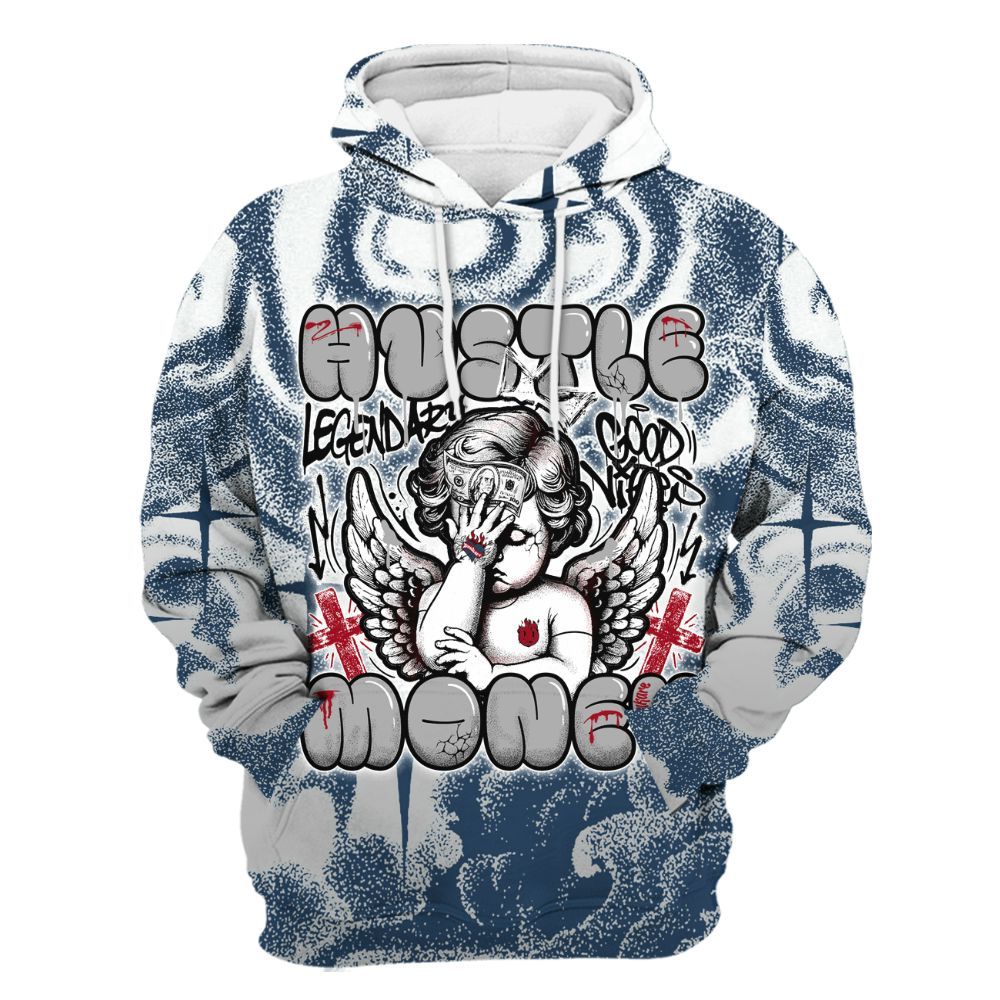 Hoodie To Match Retro French Blue 2025 12s - Angel Hustle Money All Over Print