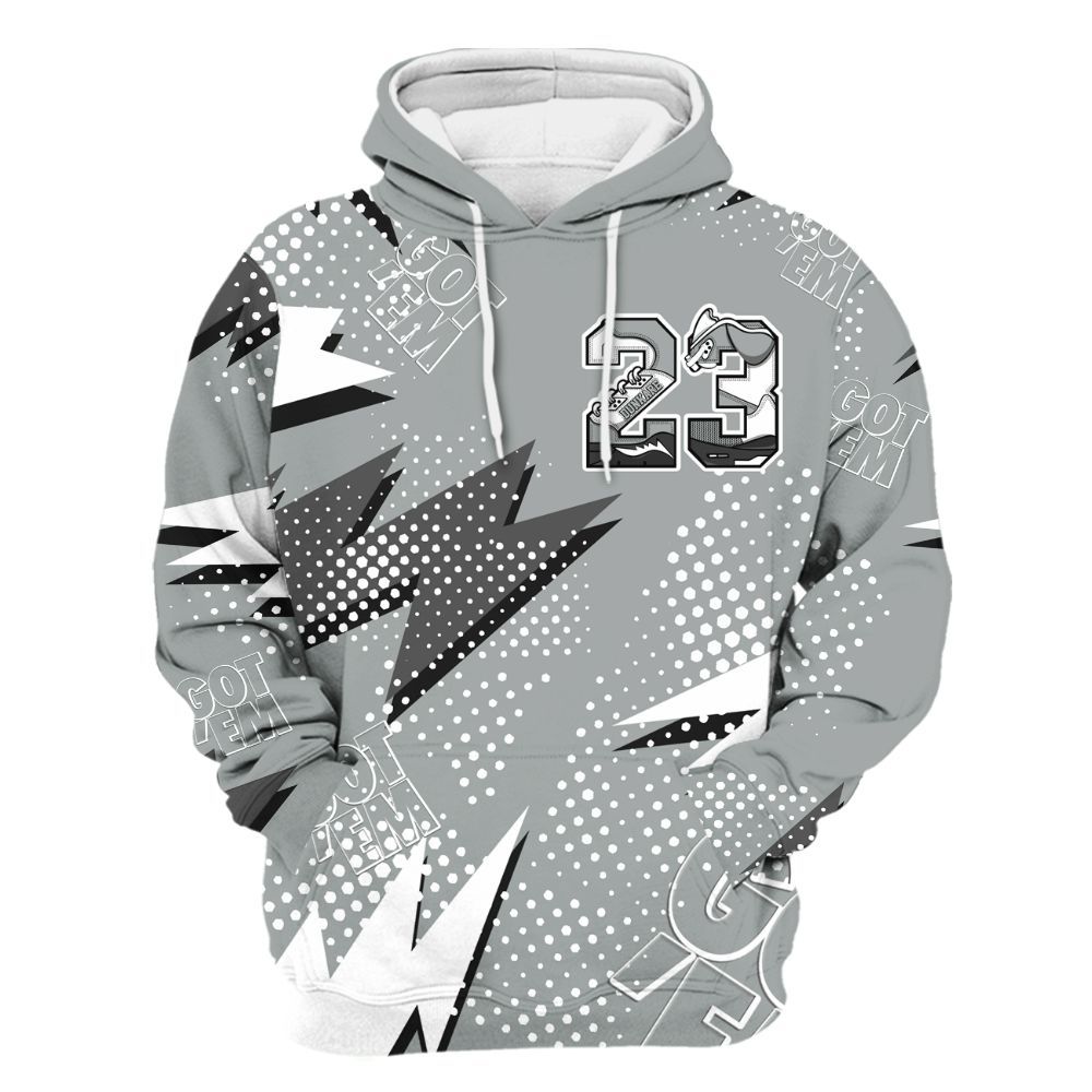 Hoodie To Match Dunk Low White Light Smoke Grey - Custom Name Number 23 5s All Over Print