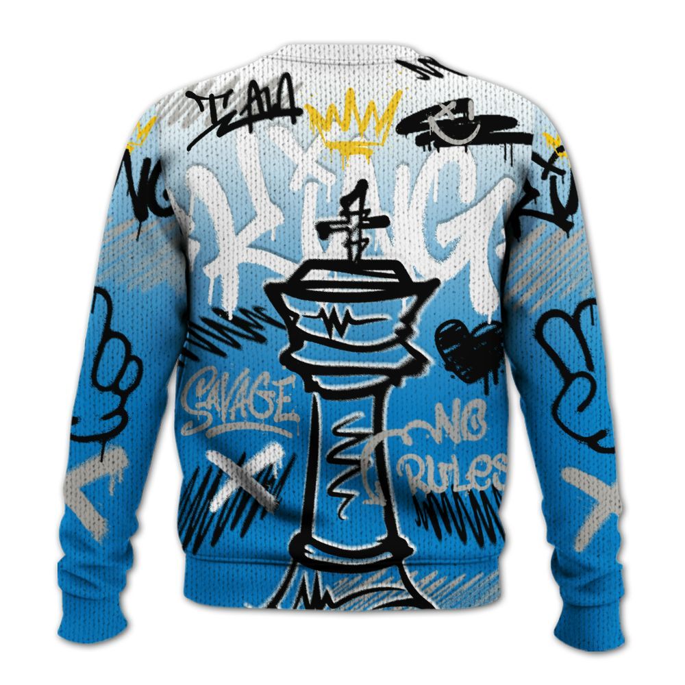 Knitted Sweater To Match Industrial Blue 4s - Street King Chess Streetwear
