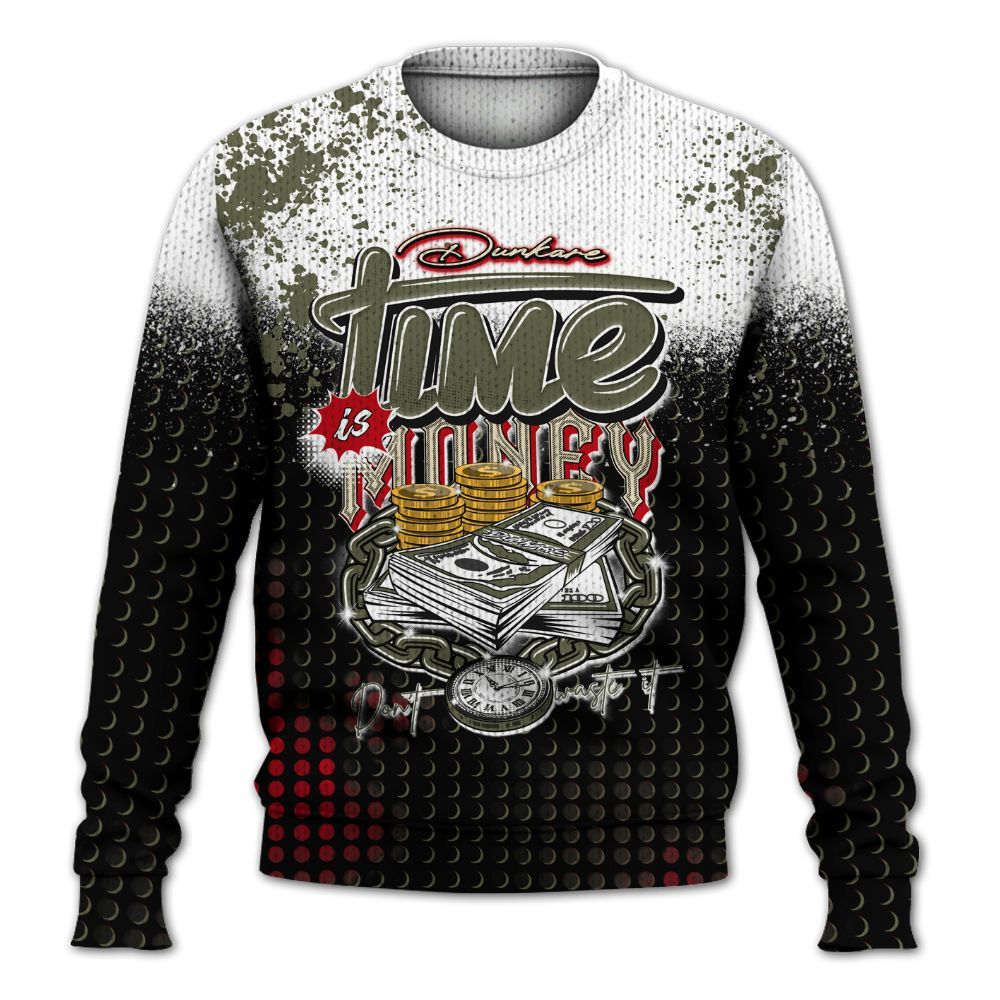 Knitted Sweater To Match Low OG Medium Olive 1s - Halftone Time Is Money