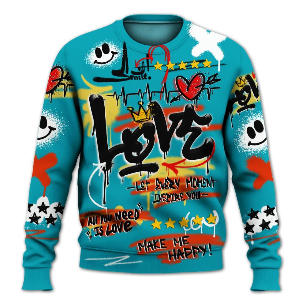 Sweatshirt To Match Dunk Low KD 17 N7 - Happy Love Beats Graffiti Streetwear All Over Print