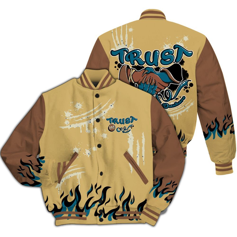 Varsity Jacket To Match Retro Cacao Wow 4s - Graphic Trust No One All Over Print