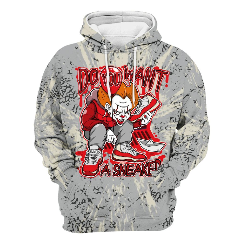 Hoodie To Match Cement Grey 3s - Clown Scary Sneakers Graphic Halloween All Over Print