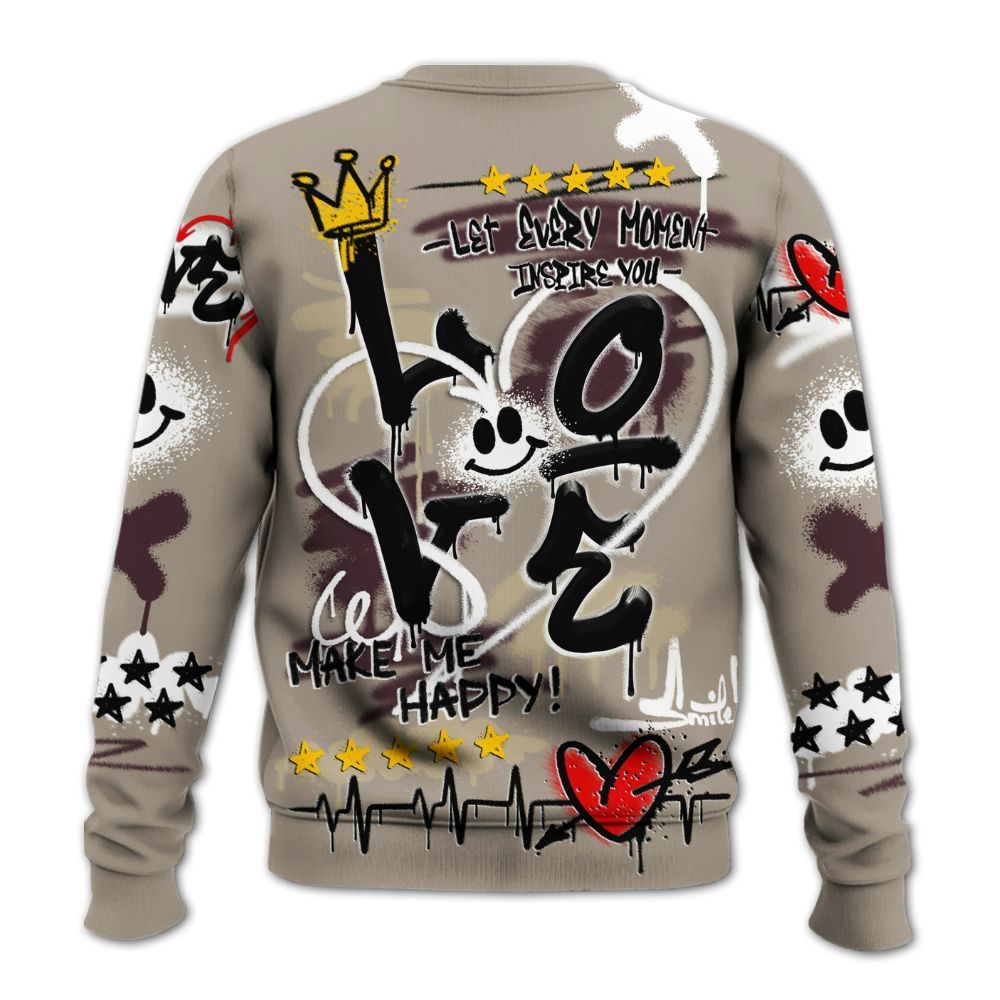 Sweatshirt To Match AMM Retro Phantom 4s - Happy Love Beats Graffiti Streetwear All Over Print