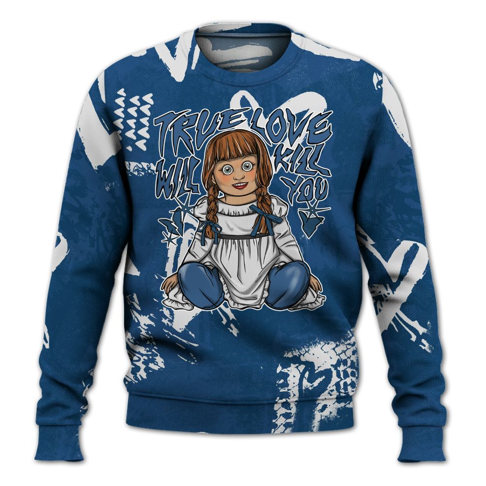 Sweatshirt To Match High OG Midnight Navy 1s - Genuine Loves Bear Heart Grunge All Over Print