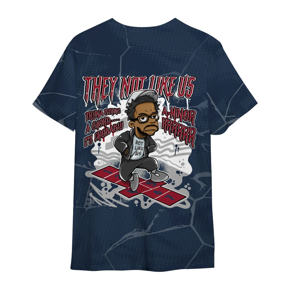 Shirt To Match White Midnight Navy 6s - Hopscotch Dislike Us Graphic Crack All Over Print