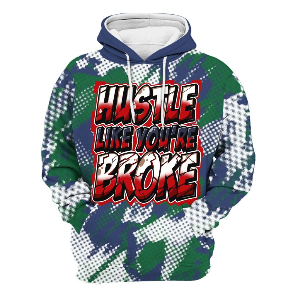 Hoodie To Match Midnight Navy 13s - Hustles Like Broke Abstract All Over Print