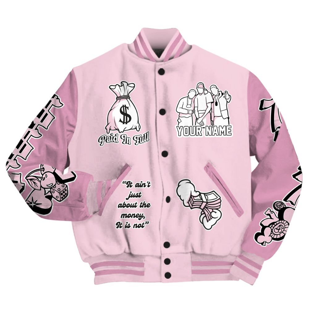 Varsity Jacket To Match Orchid 4s - Paid In Full Baseball Varsity Jacket Custom Name All Over Print