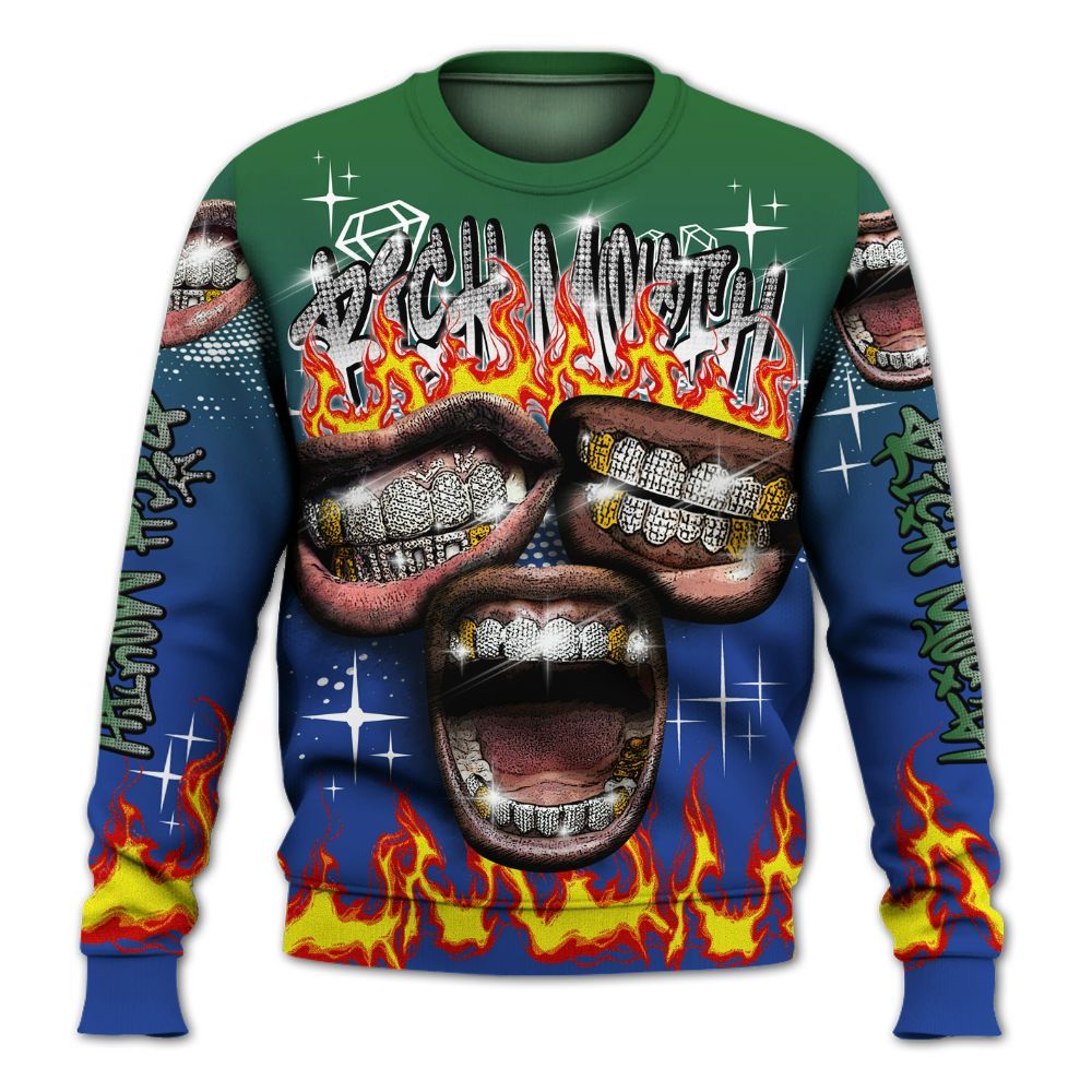 Sweatshirt To Match Dunk Low Tennis Classic - Rich Mouth Fire Rap Retro 90s All Over Print
