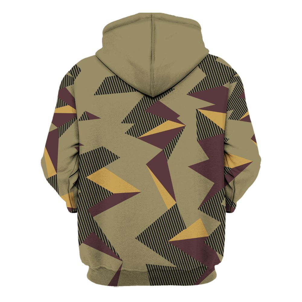Hoodie To Match Black Olive 7s - Geometric Camouflage Pattern All Over Print