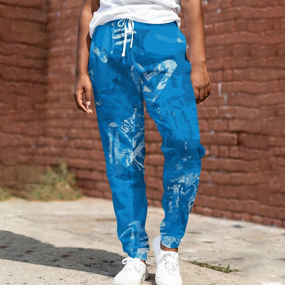 Sweatpant To Match Military Blue 4s - Heart Grunge All Over Print