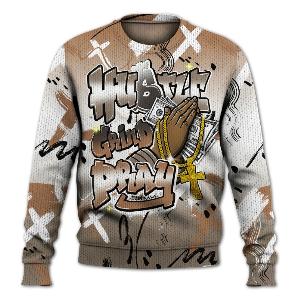 Knitted Sweater To Match Air Max Rocky Distressed - Money Hustle Grind Pray