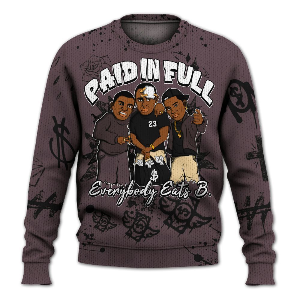 Knitted Sweater To Match AMM Black 3s - Everybody Paid In Full Crayon