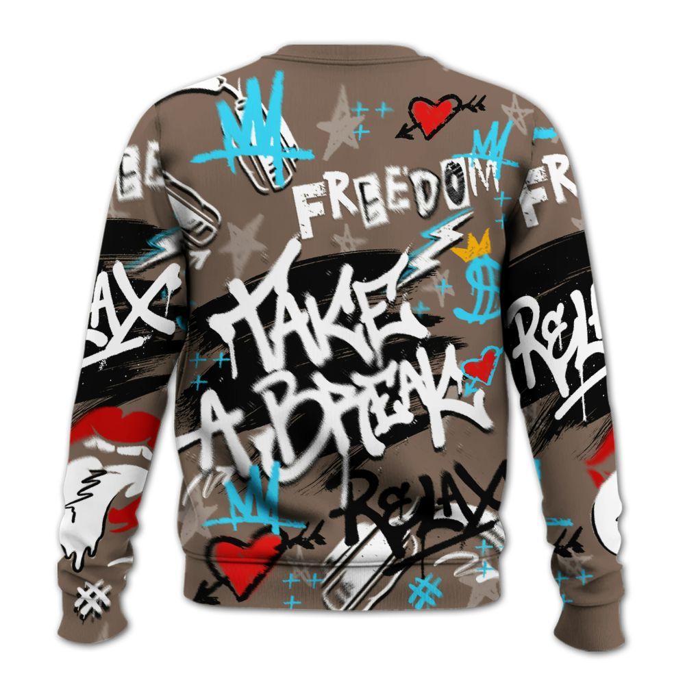 Sweatshirt To Match Olive Concord 9s - Take Break Freedom Graffiti Streetwear All Over Print