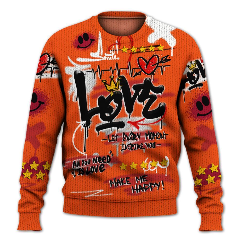 Sweater To Match Kobe 6 Protro Total Orange - Happy Love Beats Graffiti Streetwear Graphic
