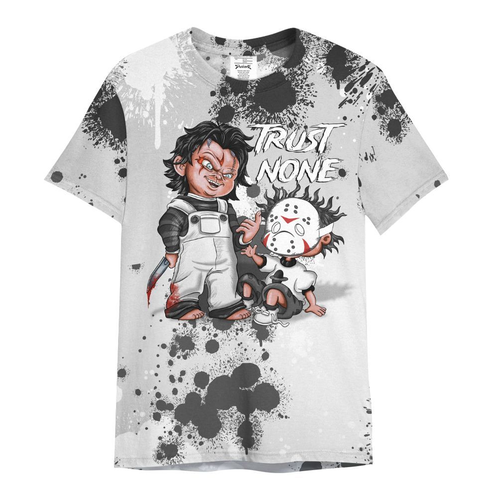 Shirt To Match Low Black Pack 14s - Trust No One Scary All Over Print