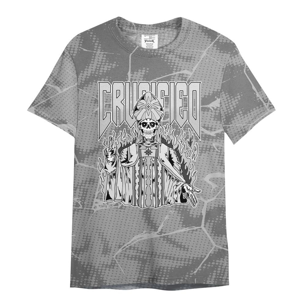 Shirt To Match Black Wolf Grey 12s - Crucified Skeleton Crack All Over Print