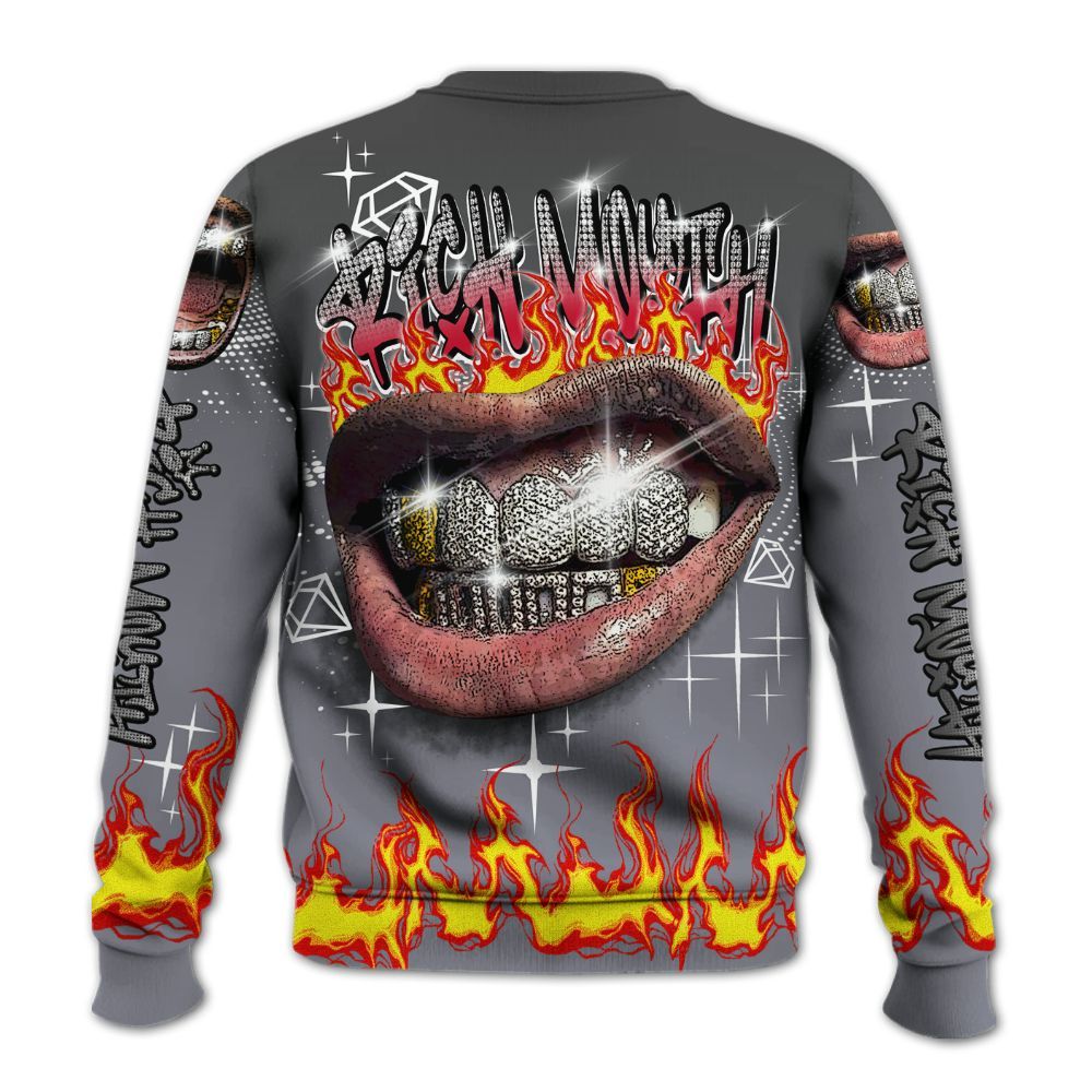 Sweatshirt To Match Retro Black Flint 13s - Rich Mouth Fire Rap Retro 90s All Over Print
