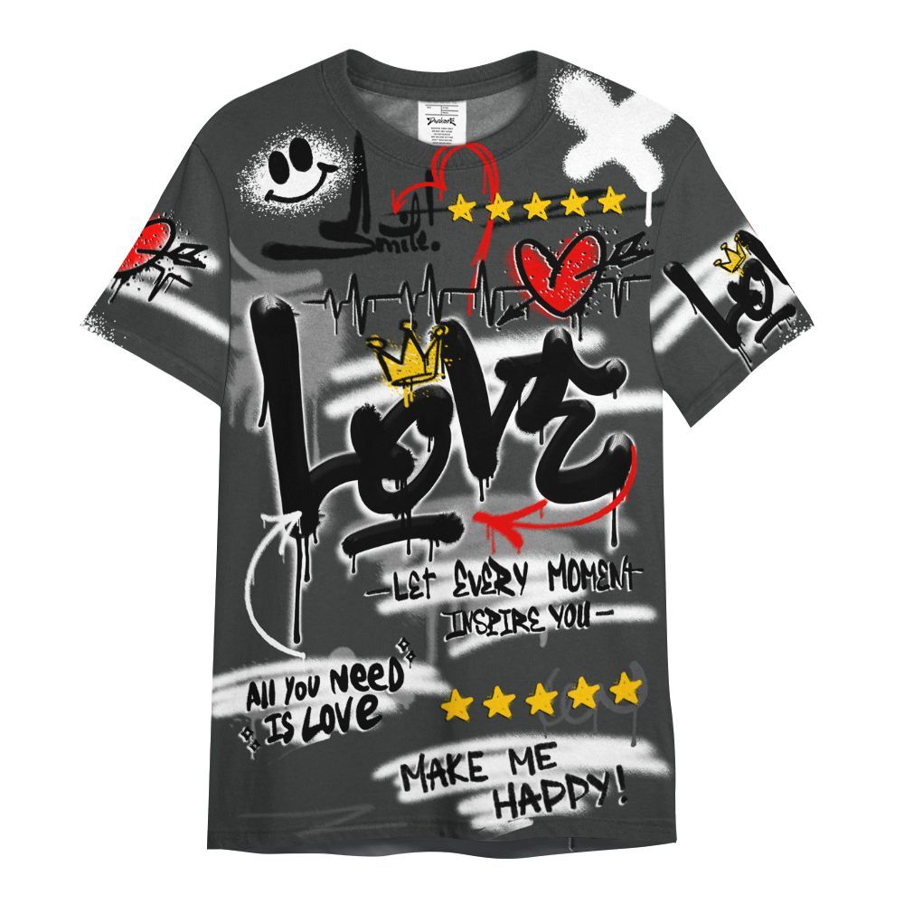 Shirt To Match White Thunder 4s - Happy Love Beats Graffiti Streetwear All Over Print
