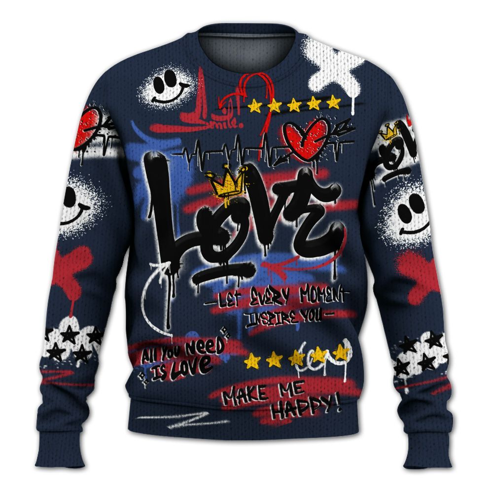 Knitted Sweater To Match Dunk Low COJP What The 2024 - Happy Love Beats Graffiti Streetwear
