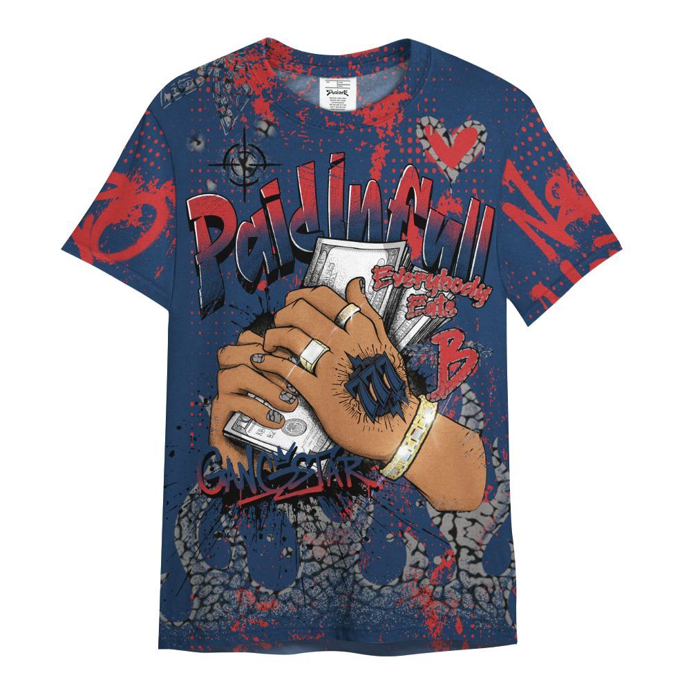 Shirt To Match SP Sport Royal 3s - Lucky Money Paid In Full Graffiti All Over Print