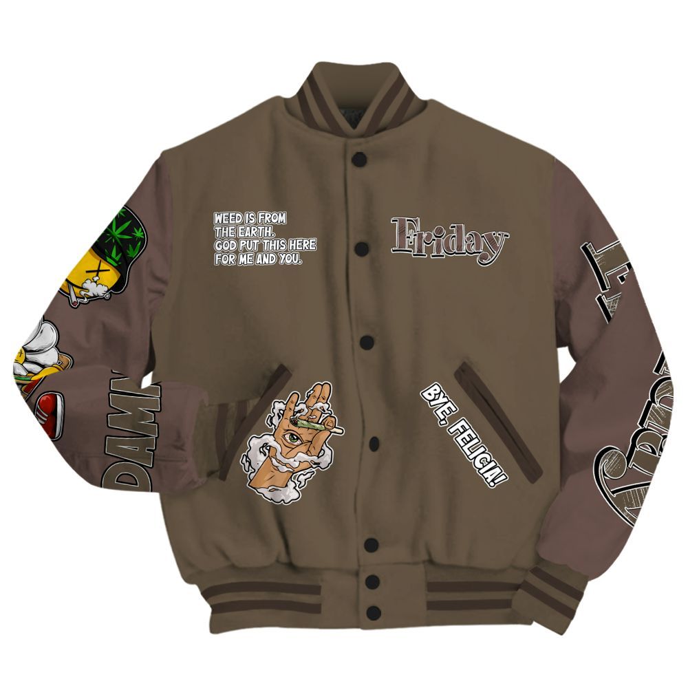 Varsity Jacket To Match AMM Dark Mocha 4s - Friday Sneaker Stress Style All Over Print