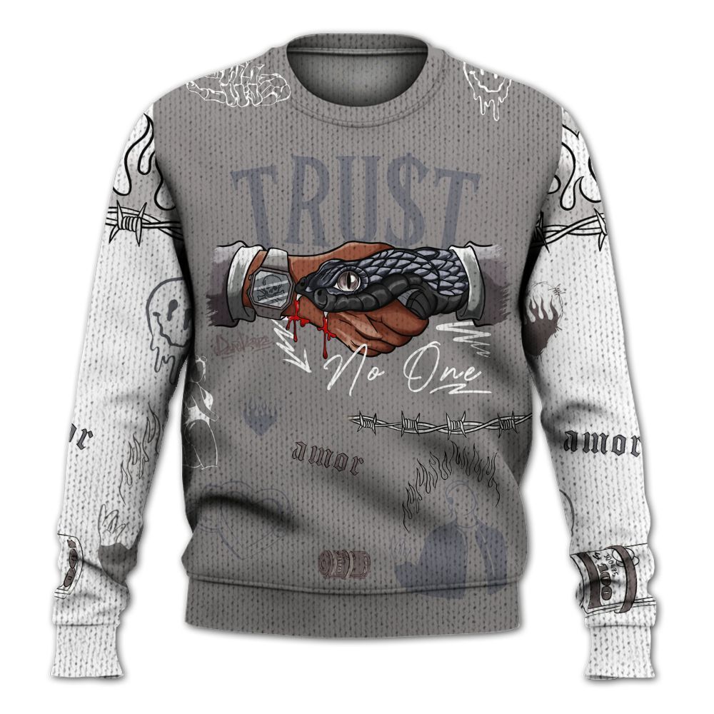 Knitted Sweater To Match Cool Grey 11s - Snake Trust No One
