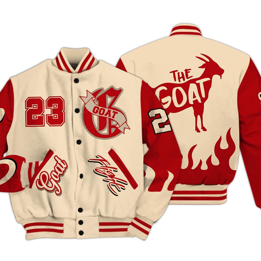 Varsity Jacket To Match Dunk Low Strawberry Waffle - The G.O.A.T Flight Streetwear Baseball Varsity Jacket Unisex Outfit