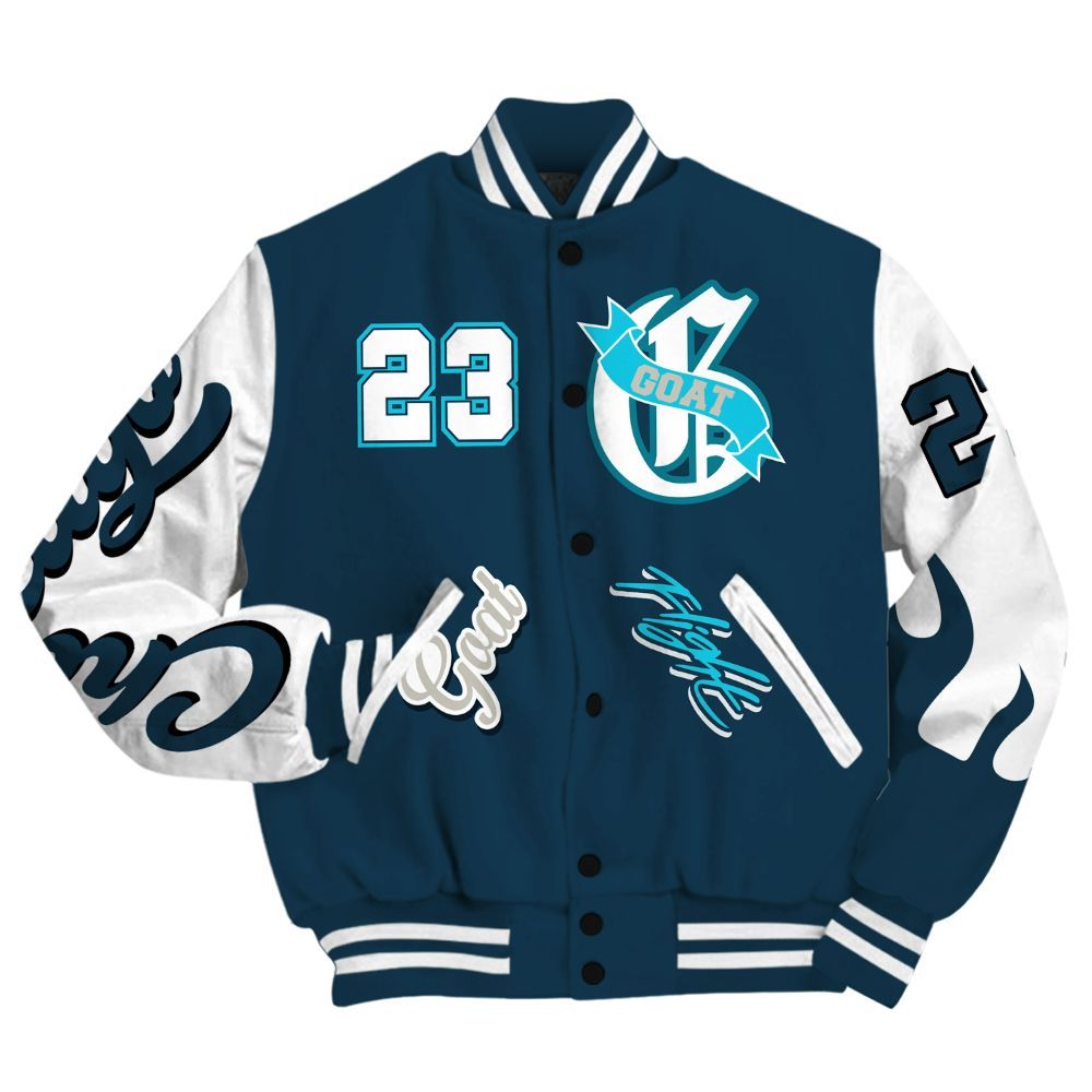 Varsity Jacket To Match Air Navy Baltic Blue - The G.O.A.T Flight Streetwear All Over Print