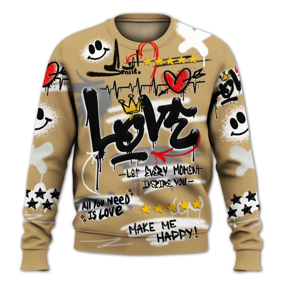 Sweatshirt To Match Black LD 1000 - Happy Love Beats Graffiti Streetwear All Over Print