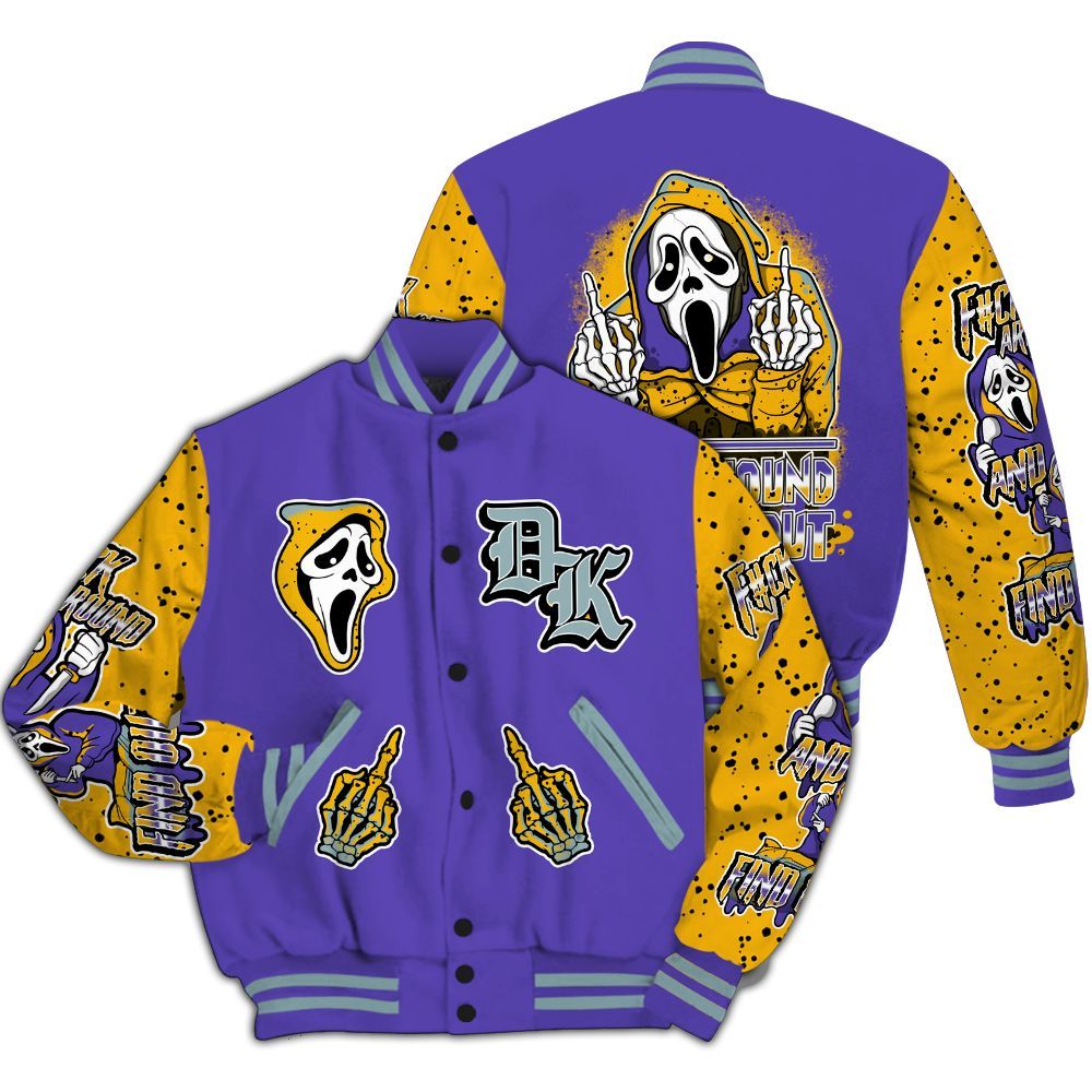 Varsity Jacket To Match Imperial Purple 4s - F#CK And Find Out Graphic All Over Print