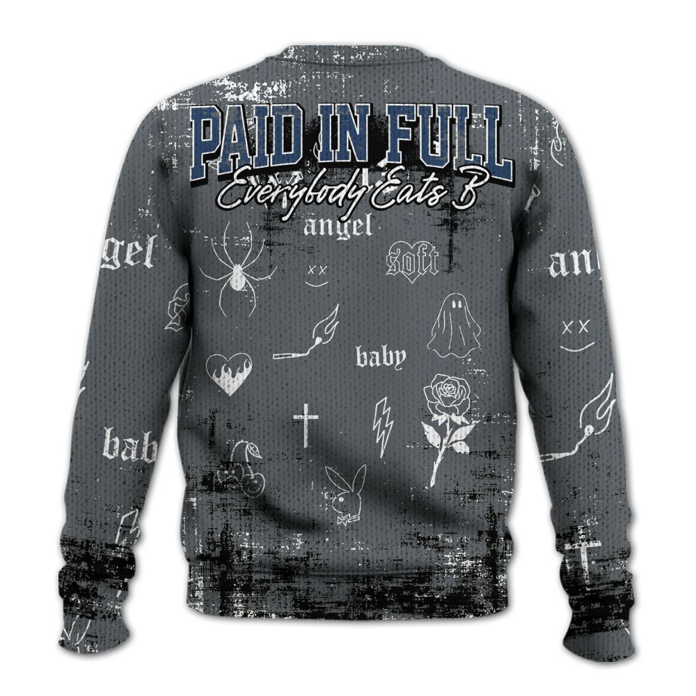 Sweater To Match Flint Grey 9s - Paid In Full Money Graphic