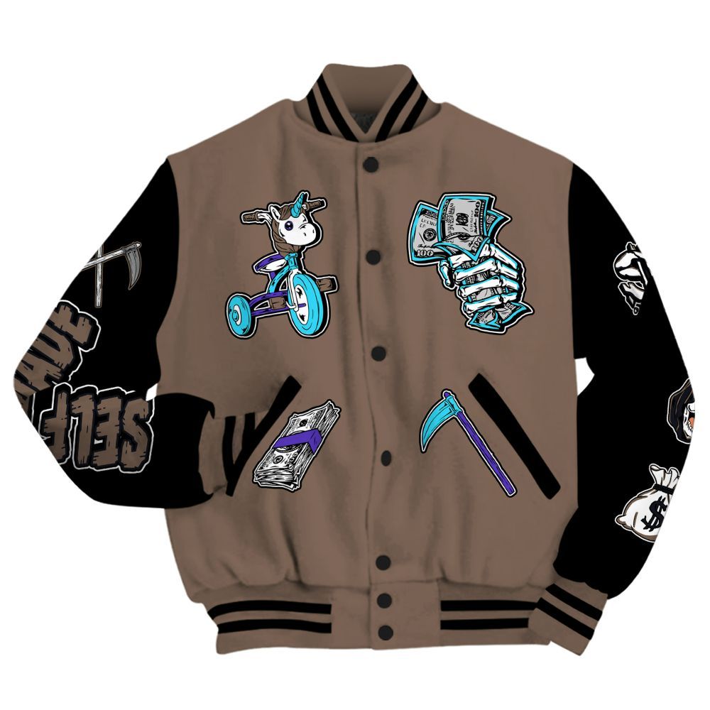 Varsity Jacket To Match Olive Concord 9s - Self Make Skeleton All Over Print