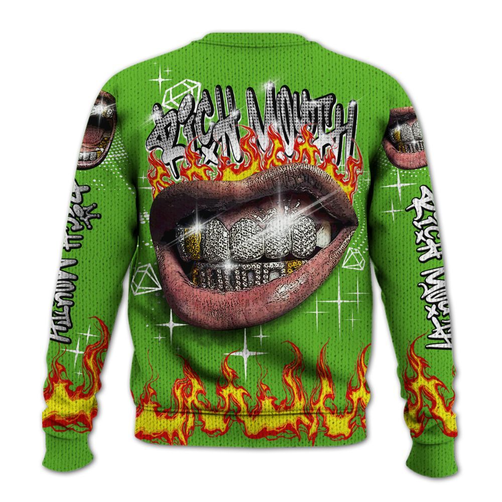 Knitted Sweater To Match Air Foamposite One Volt - Rich Mouth Fire Rap Retro 90s