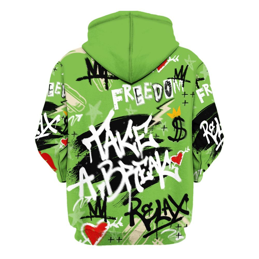 Hoodie To Match Air Max Waffle SP Action Green - Take Break Freedom Graffiti Streetwear All Over Print