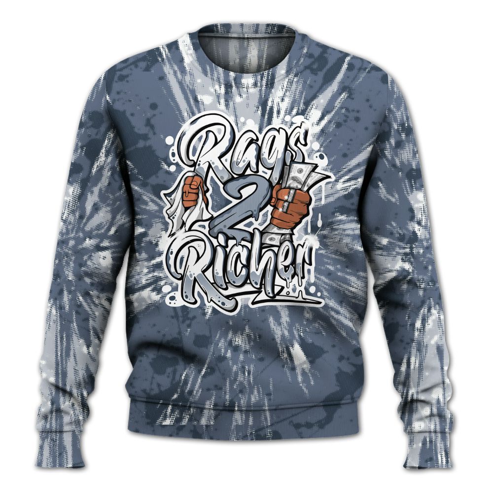 Sweatshirt To Match Low Diffused Blue 11s - Rag 2 Rich Graphic Luxury All Over Print