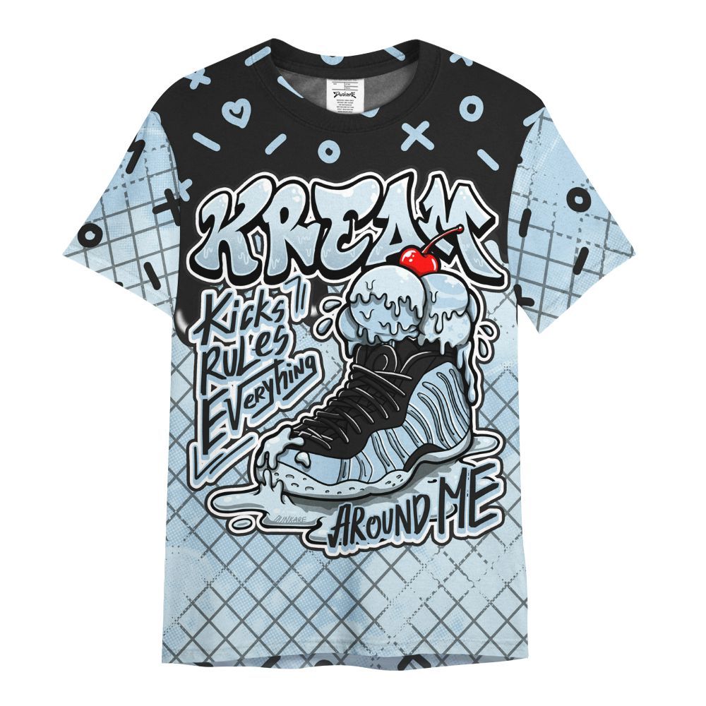 Shirt To Match Foamposite One Psychic Blue - Kream Kicks Rule Drip All Over Print