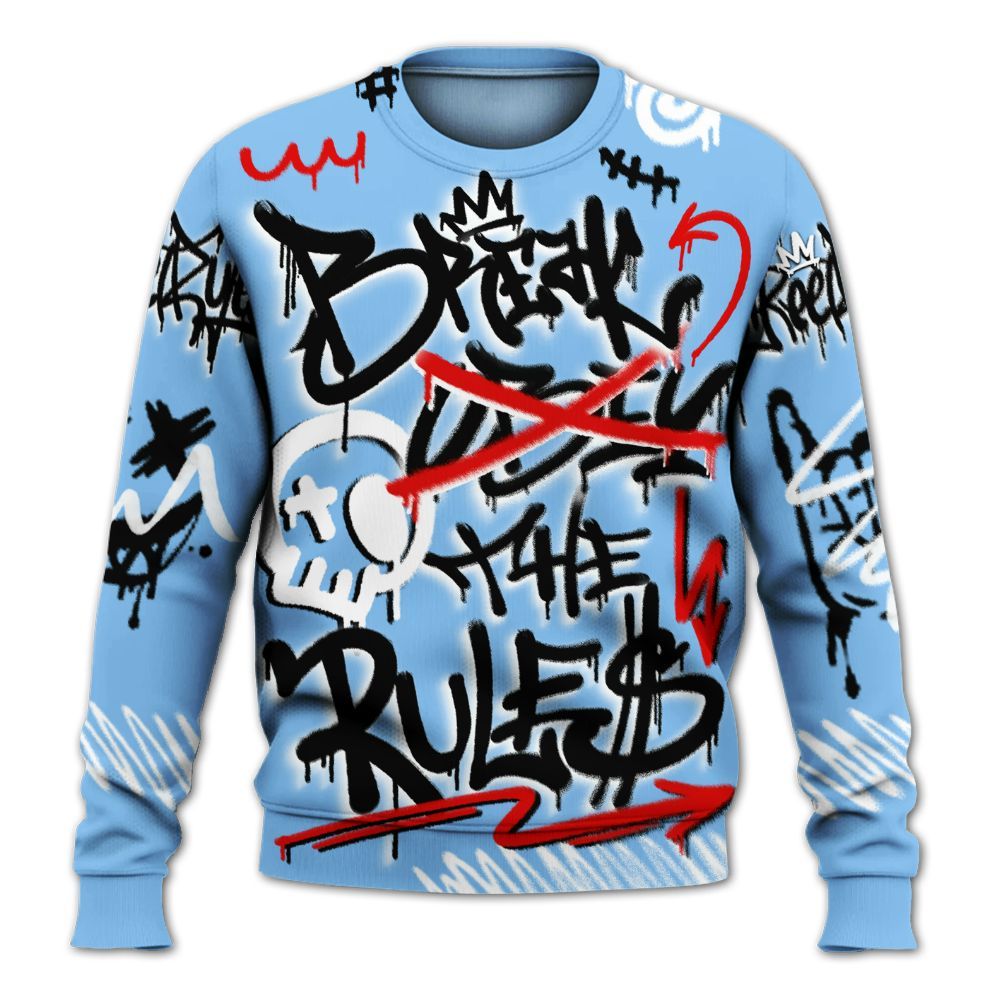 Sweatshirt To Match University Blue 5s - Break Rules Streetwear All Over Print