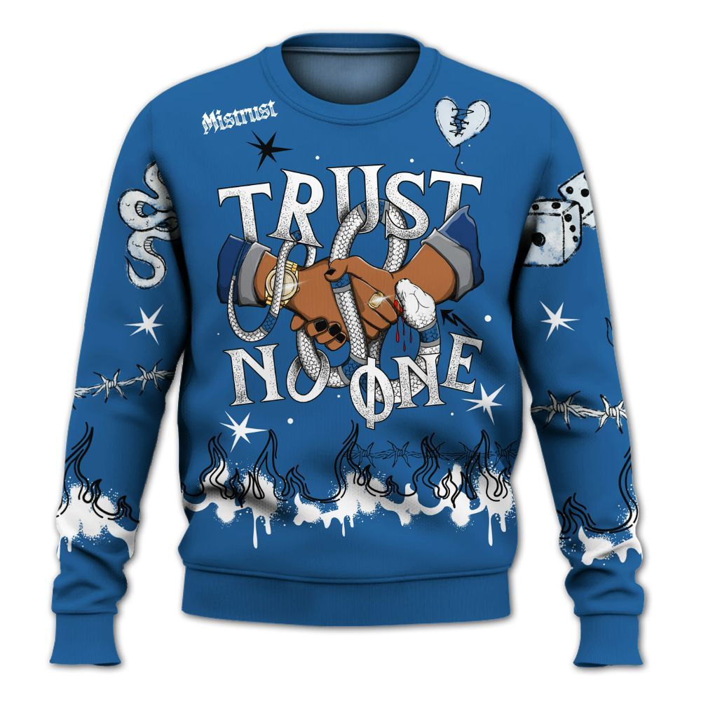 Sweatshirt To Match French Blue 13s - Trust No One Snake-Bite Doodle Crayon All Over Print