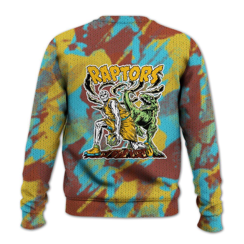 Knitted Sweater To Match SB Dunk Di'Orr Greenwood - Raptors Skeleton Abstract Halftone