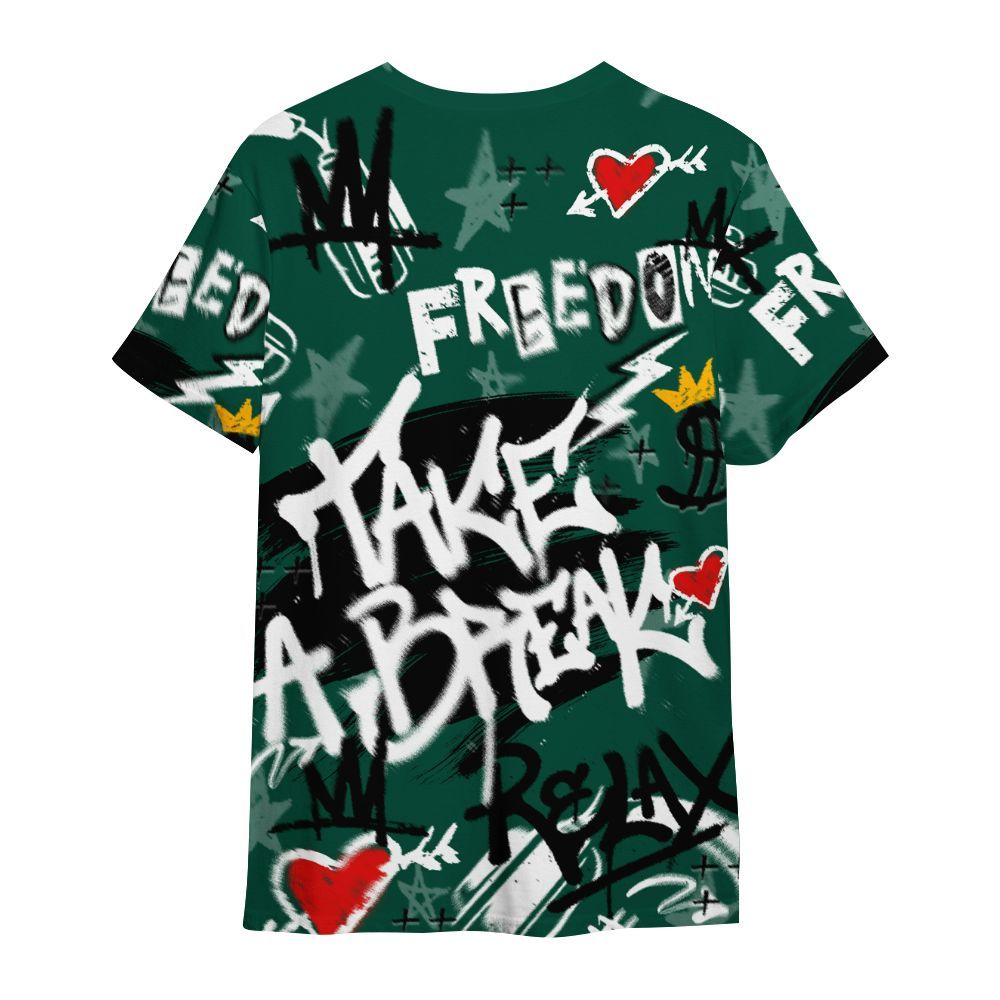 Shirt To Match Oxidized Green 4s - Take Break Freedom Graffiti Streetwear All Over Print