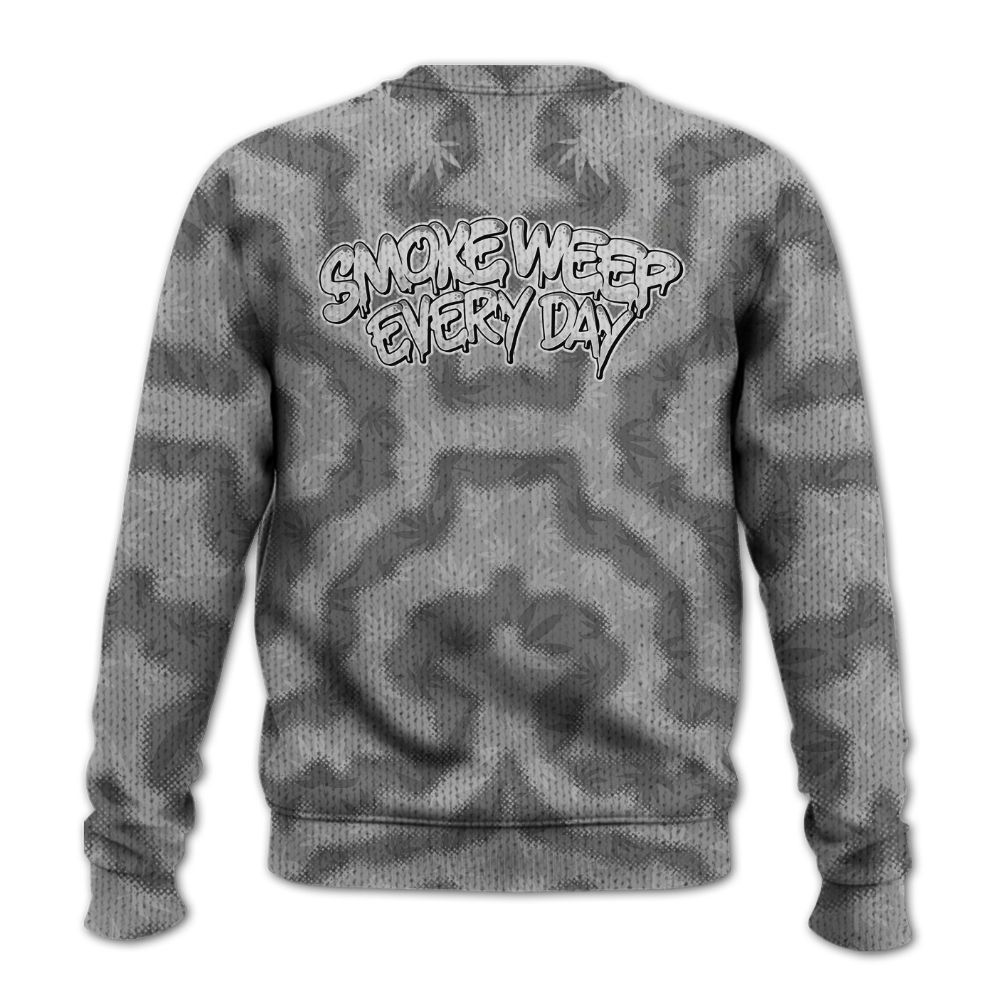Knitted Sweater To Match Black Wolf Grey 12s - Smoking Every Day Graphic Weeding Art
