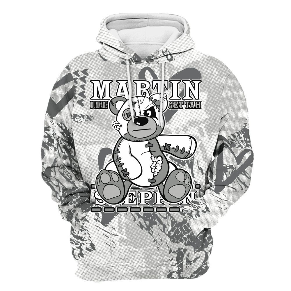 Hoodie To Match Retro Wet Cement 4s - Tah Steppin Bear Heart Grunge All Over Print